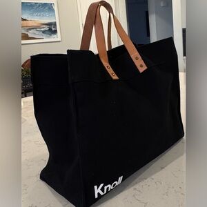 Black Box Tote Bag Canvas and Leather (with Knoll logo printed on left corner)